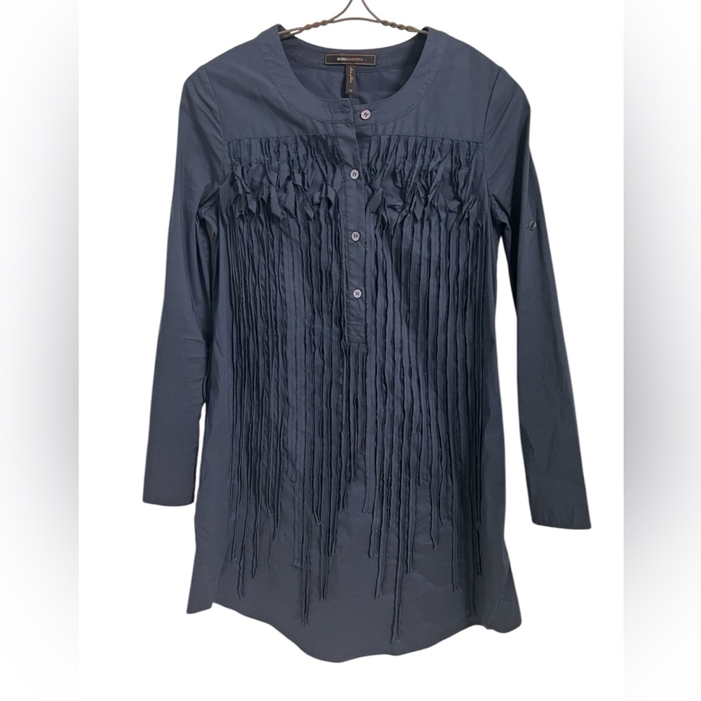 BCBGMaxazria Womens Navy Long
Sleeve Shirt Dress Size XS